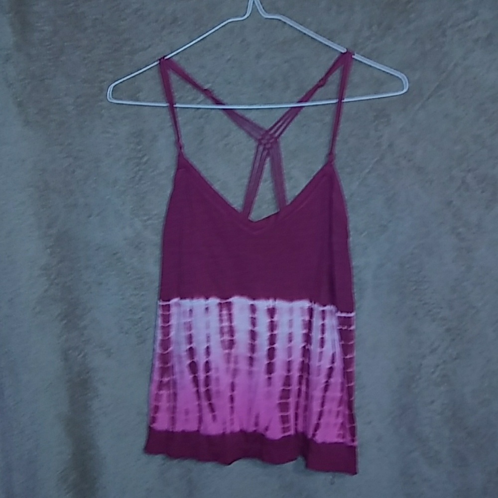 AE maroon and white tie dyed crisscross lace strap